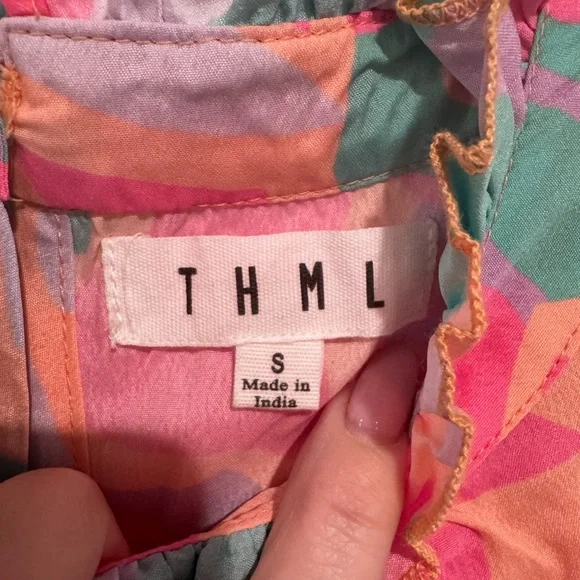 THML Floral Ruffle Sleeve Top in Pink, Green, Lavender - Picture 2 of 3